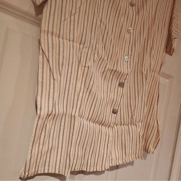 Impressions vintage white striped button up shirt Size 18 - Picture 2 of 4